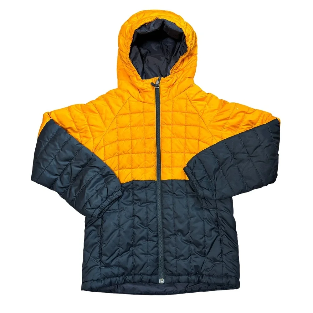 Columbia Kids Polyester Puffer Jacket Hooded Gorpcore S 8 Orange Gray